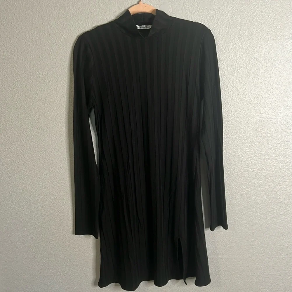Reformation Black Stripped Material Dress - NWT - Picture 1 of 7
